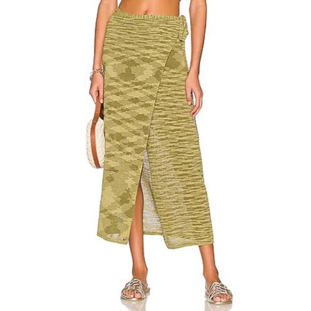 Seafolly Olive Daybreak Knit Wrap Maxi Skirt Size M NWT